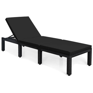 Patio Rattan Height Adjustable Lounge Chair with 2 Set of Cushion Cover-Black & Turquoise view 4