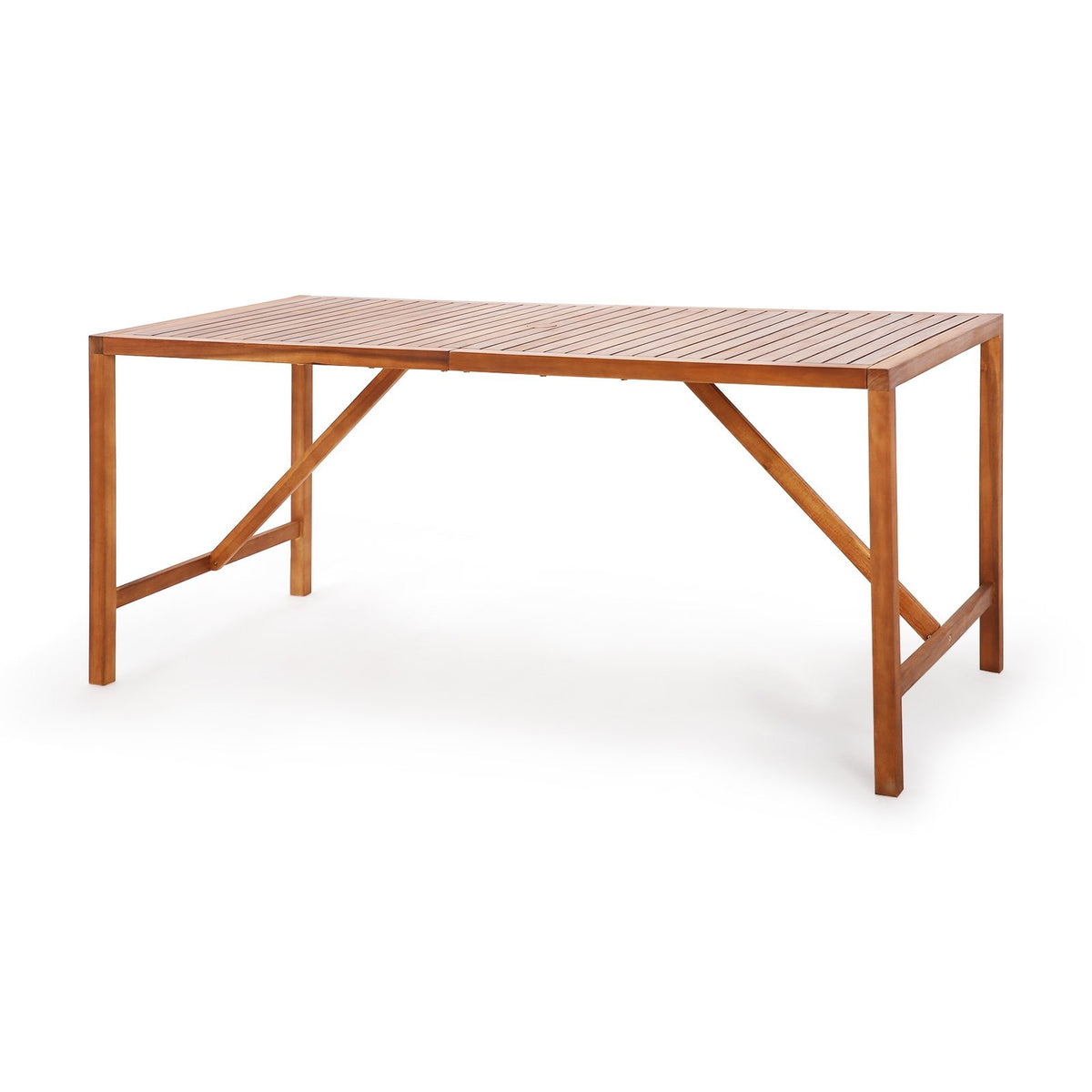 67 Inch Patio Rectangle Acacia Wood Dining Table with Umbrella Hole view 4