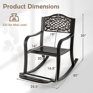 Patio Rocking Chair with Footrest and Curved Armrests-Brown view 4