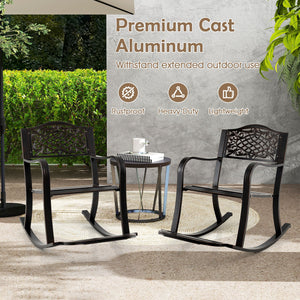 Patio Rocking Chair with Footrest and Curved Armrests-Brown view 8
