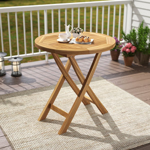 Patio Teak Wood Dining Table with Slatted Tabletop and Sturdy X-Shaped Frame view 2