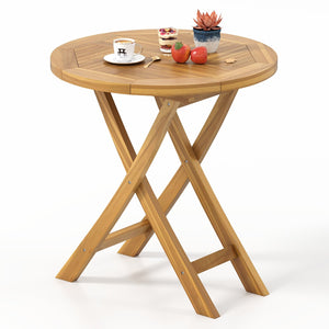 Patio Teak Wood Dining Table with Slatted Tabletop and Sturdy X-Shaped Frame view 4