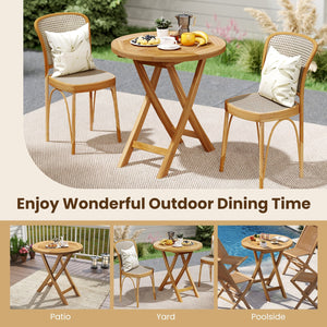 Patio Teak Wood Dining Table with Slatted Tabletop and Sturdy X-Shaped Frame view 8