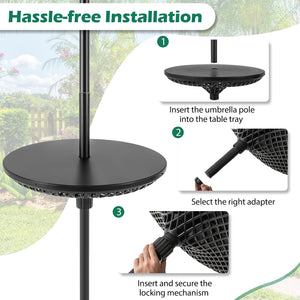 Patio Umbrella Table Tray Adjustable with Umbrella Poles-Black view 9