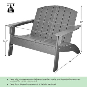 HDPE Patio Adirondack Chair for Porch Garden Backyard-Gray view 5