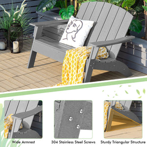 HDPE Patio Adirondack Chair for Porch Garden Backyard-Gray view 6