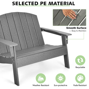 HDPE Patio Adirondack Chair for Porch Garden Backyard-Gray view 7