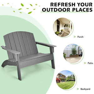 HDPE Patio Adirondack Chair for Porch Garden Backyard-Gray view 9