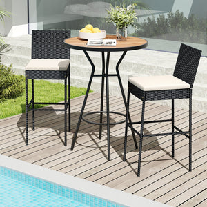 Patio Wicker Barstools with Footrest and Backrest Set of 4 view 3