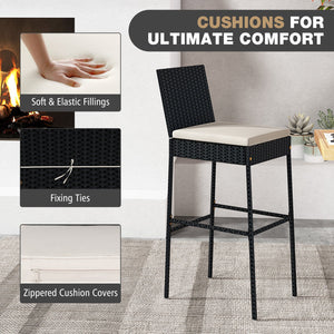 Patio Wicker Barstools with Footrest and Backrest Set of 4 view 7