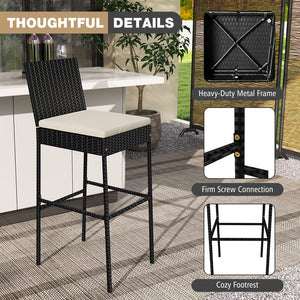 Patio Wicker Barstools with Footrest and Backrest Set of 4 view 8