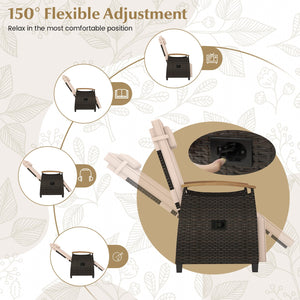 Patio Wicker Recliner Chair with Adjustable Backrest and Footrest-Brown view 5