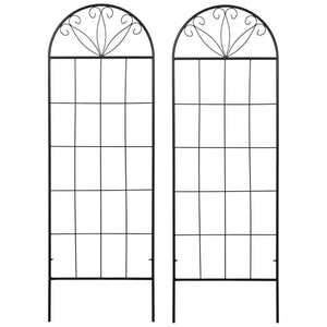 Metal Garden Trellis Pack of 2 for Climbing Plants, Arched Grid Trellis Panels, 20" x 60", Black