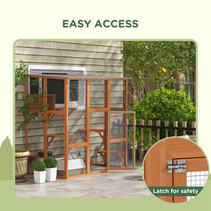 Large Outdoor Catio with Weatherproof Roof, Bridge, Resting Box, Platforms, Grey – view 13