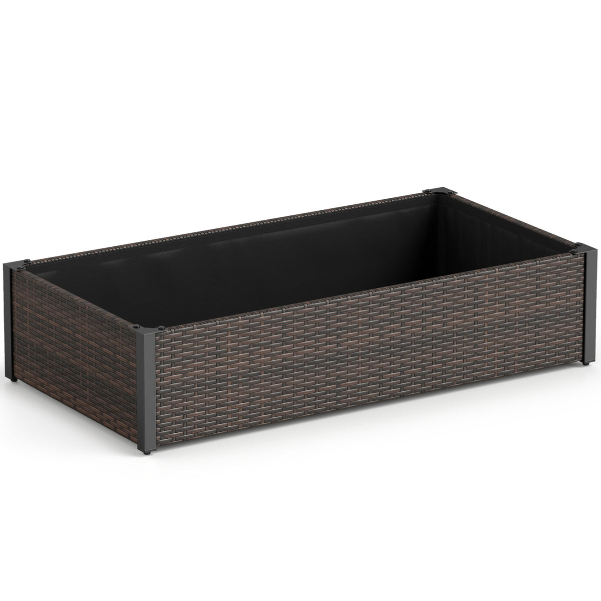 PE Rattan Elevated Raised Garden Bed with Open-Ended Base-Brown view 4