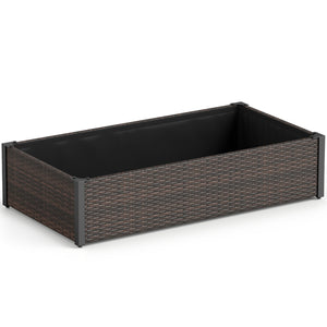 PE Rattan Elevated Raised Garden Bed with Open-Ended Base-Brown view 4