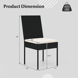 PE Wicker Patio Chairs Set of 2/4 with Cushions for Porch Deck Garden and Backyard-4 Pieces view 4