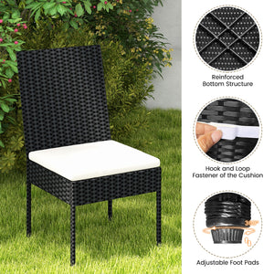 PE Wicker Patio Chairs Set of 2/4 with Cushions for Porch Deck Garden and Backyard-4 Pieces view 6