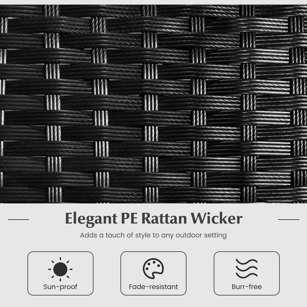 PE Wicker Patio Chairs Set of 2/4 with Cushions for Porch Deck Garden and Backyard-4 Pieces view 8