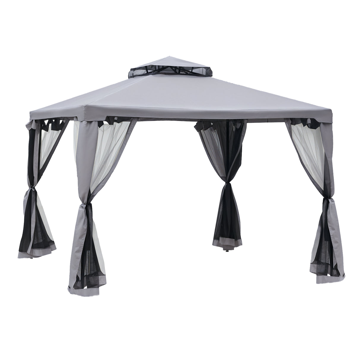 10' x 10' Patio Gazebo Pavilion, 2-Tier Roof Canopy Outdoor Event Party Tent with Steel Frame for Garden – view 15