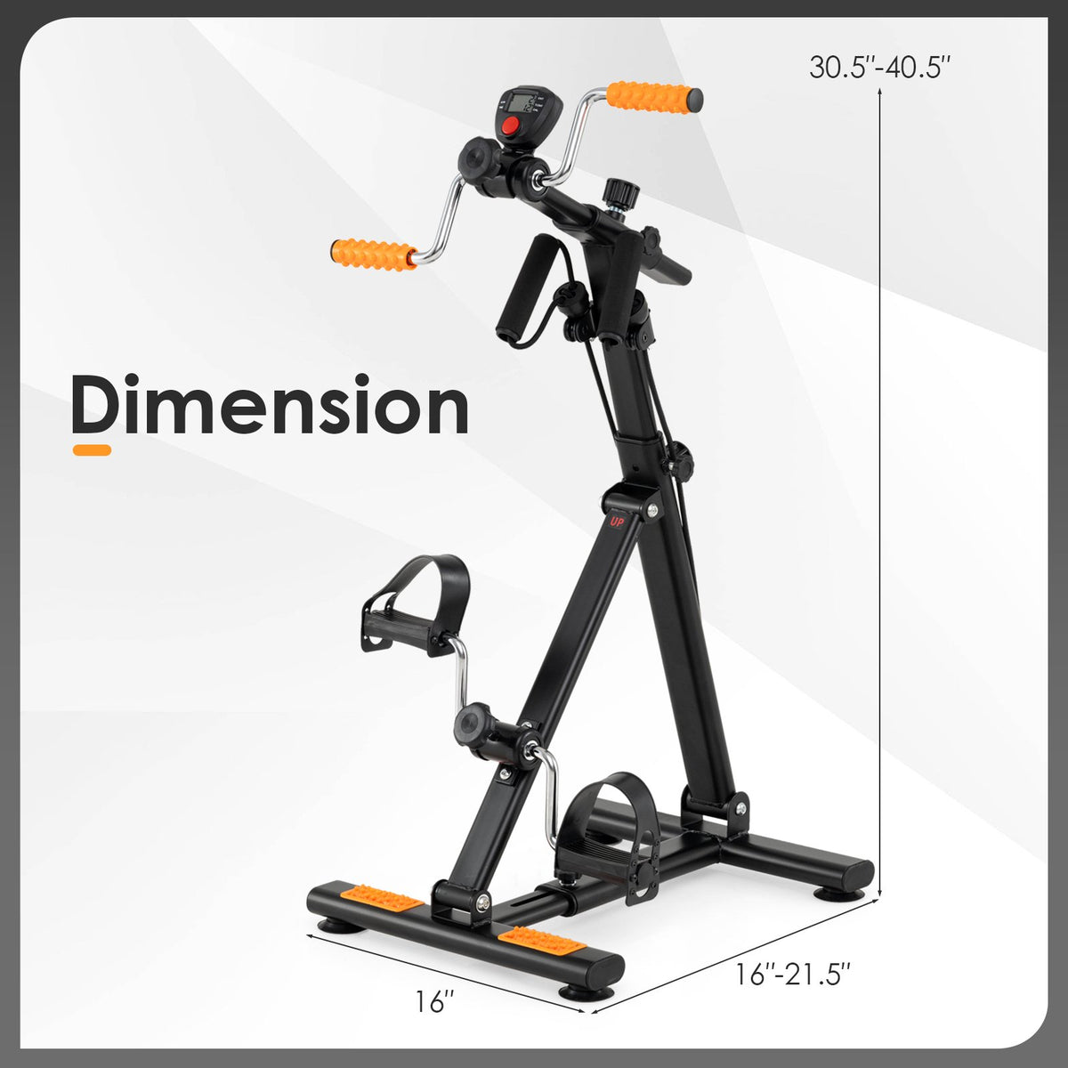 Pedal Exerciser with Adjustable Resistance for Arm and Leg Workout-Orange view 4