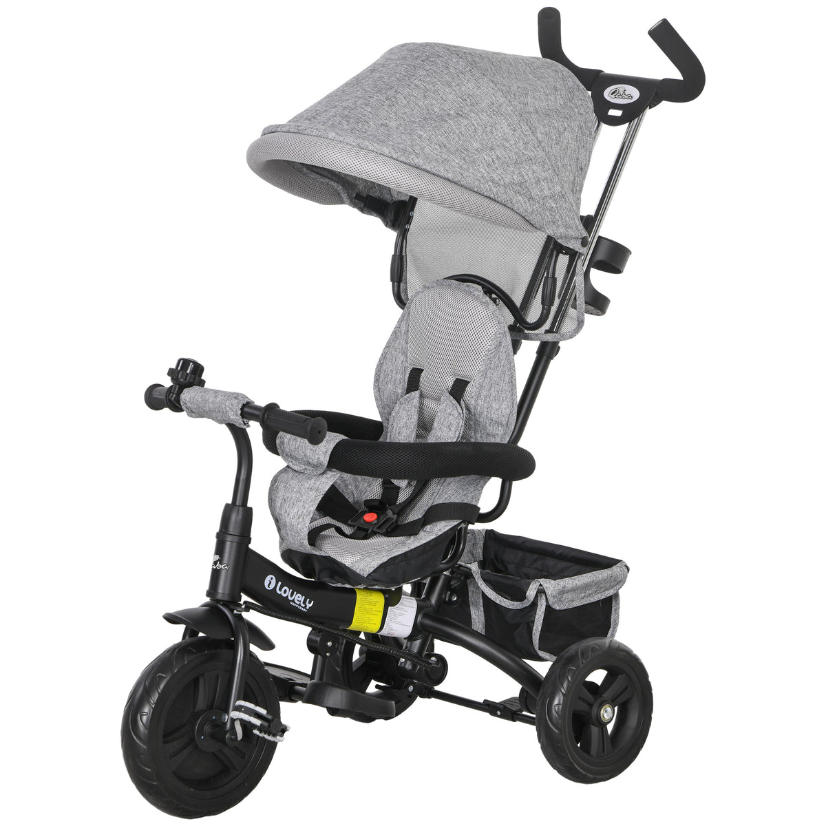 Qaba 6 in 1 Toddler Tricycle Stroller with Basket, Canopy, 5-point Safety Harness, for 12-60 Months