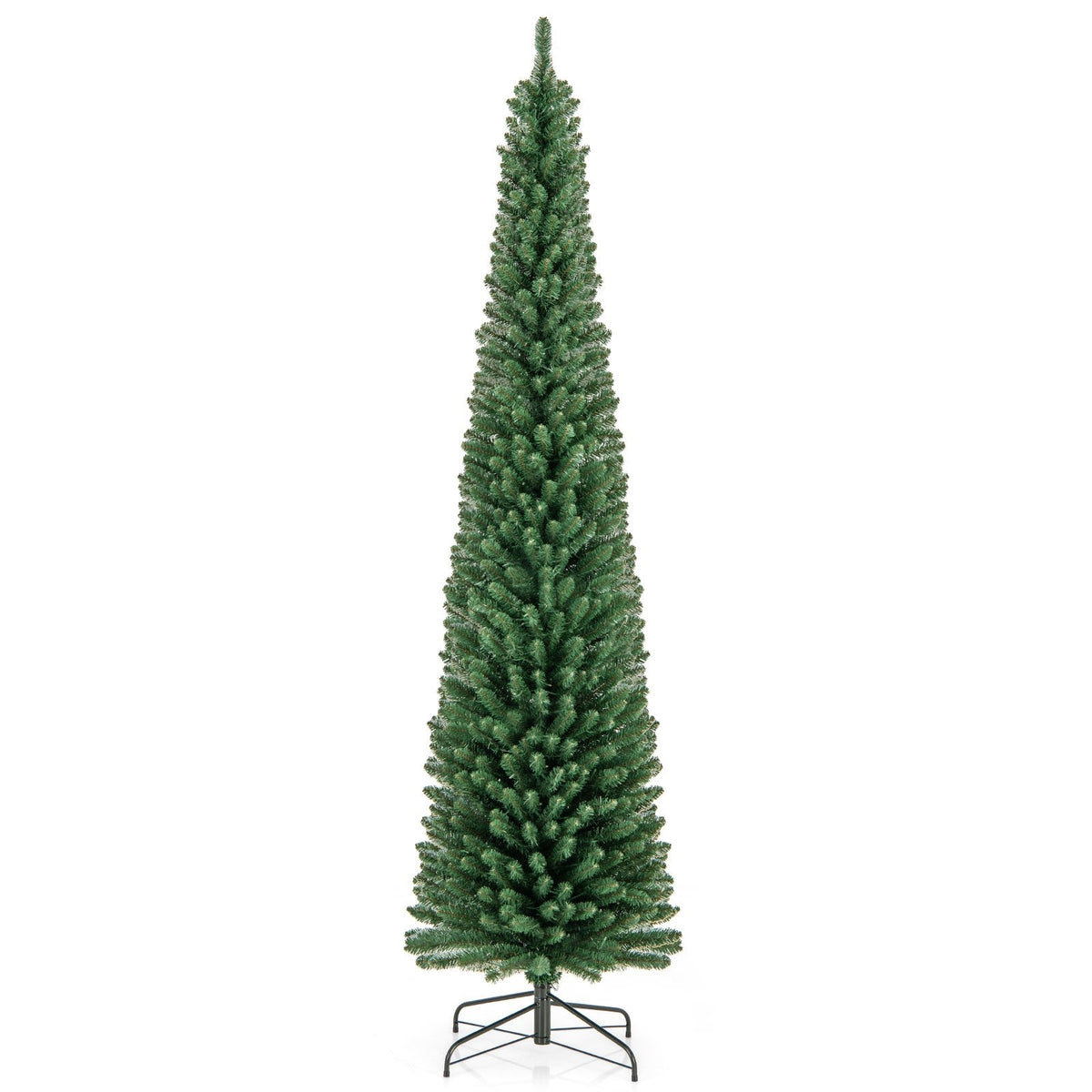 Pencil Christmas Tree with Memory Wire Branch Tips and Warm, LED Lights-8FT