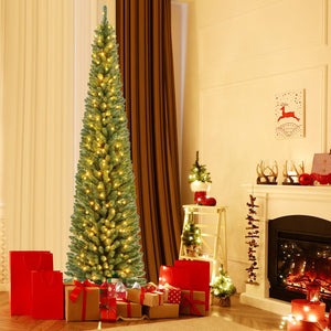 Pencil Christmas Tree with Memory Wire Branch Tips and Warm, LED Lights-8FT view 3