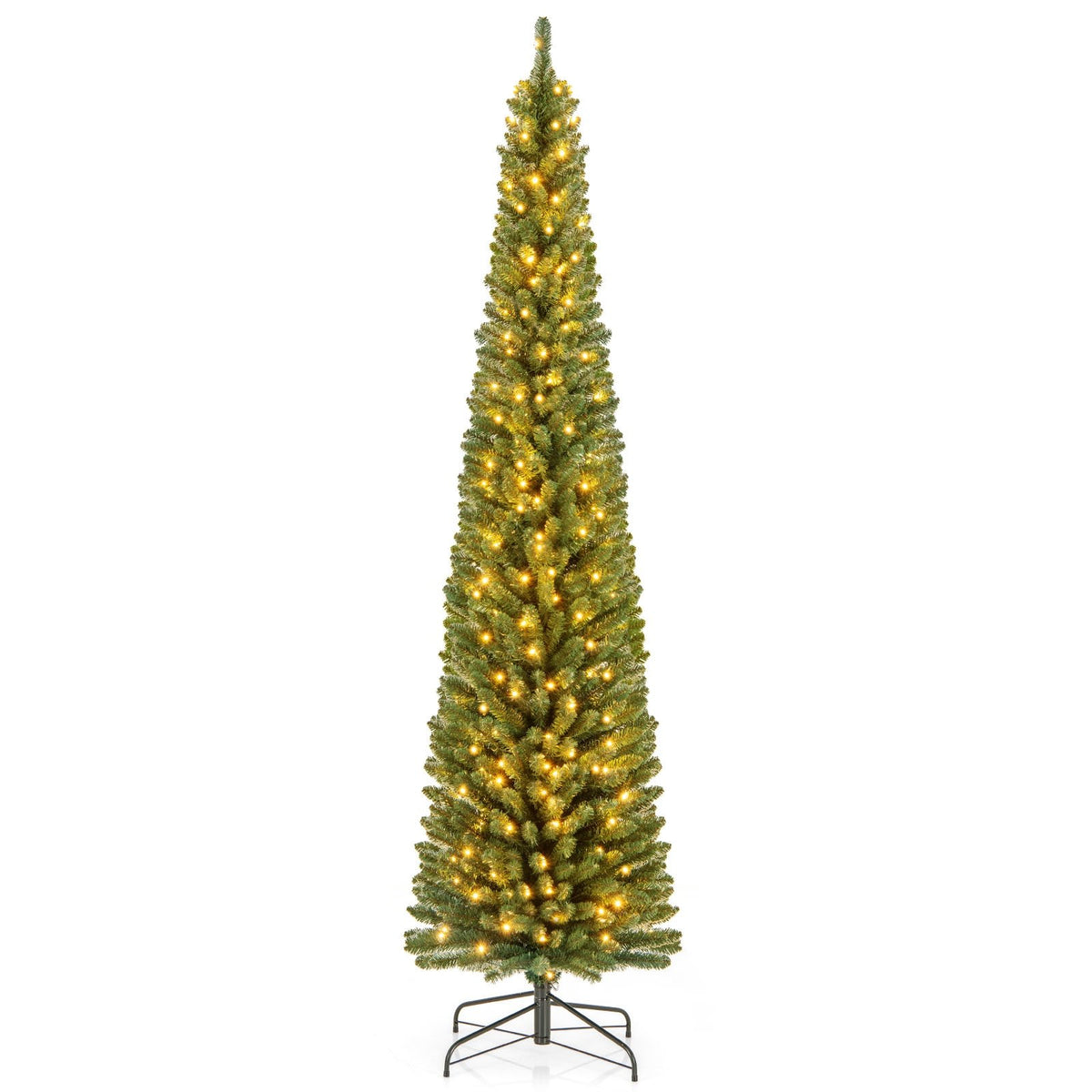 Pencil Christmas Tree with Memory Wire Branch Tips and Warm, LED Lights-8FT view 4