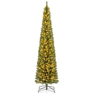 Pencil Christmas Tree with Memory Wire Branch Tips and Warm, LED Lights-8FT view 4
