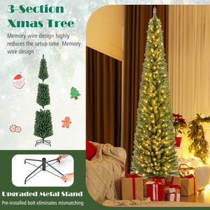 Pencil Christmas Tree with Memory Wire Branch Tips and Warm, LED Lights-8FT view 8