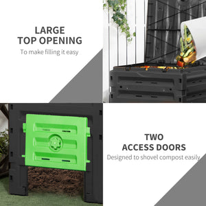 Compost Bin, Garden Composter with 80 Vents and 2 Doors, 120 Gallon (450L), Brown – view 12