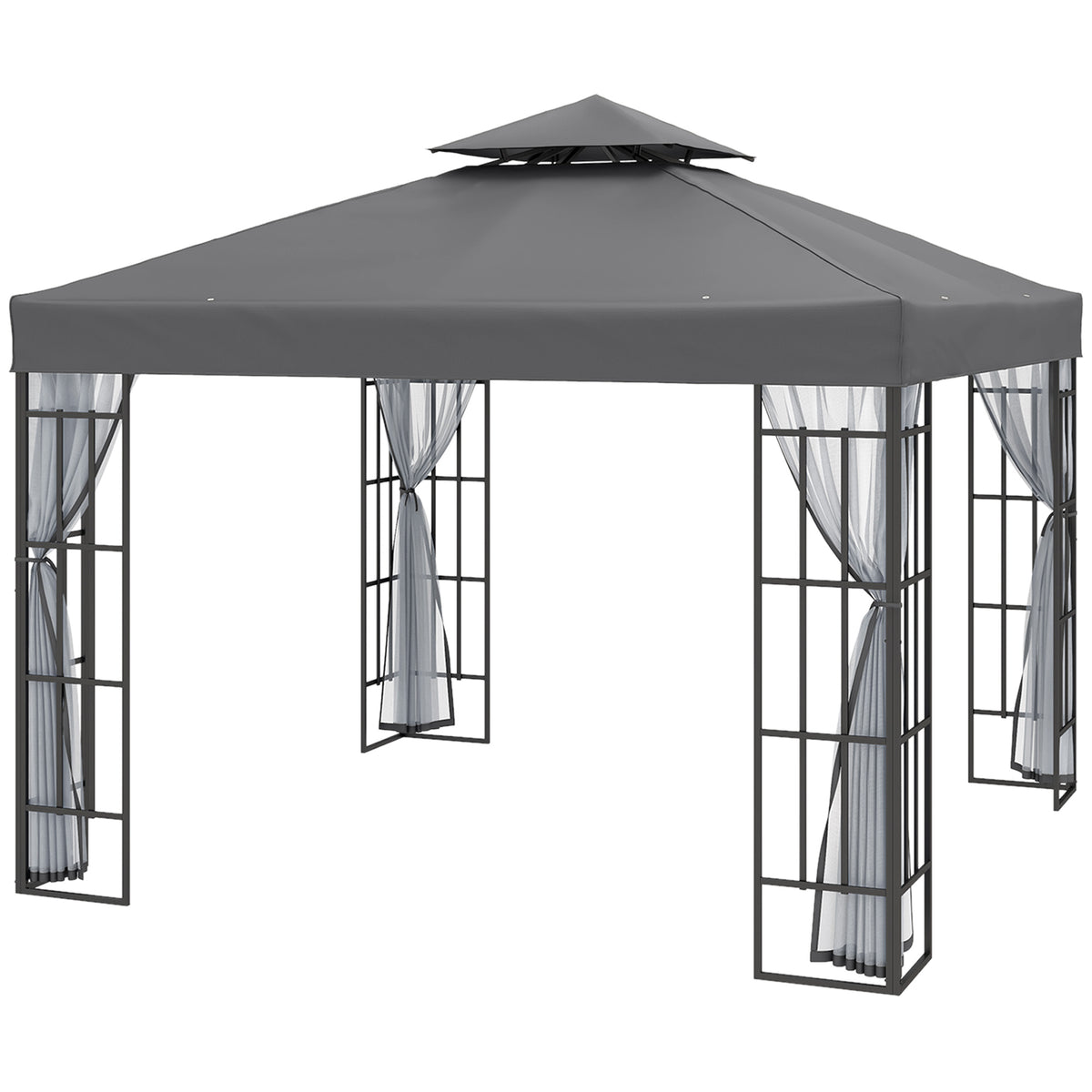 10'x10' Garden Gazebo Patio Canopy Portable Party Event Backyard w/ Mosquito Netting Coffee – view 8
