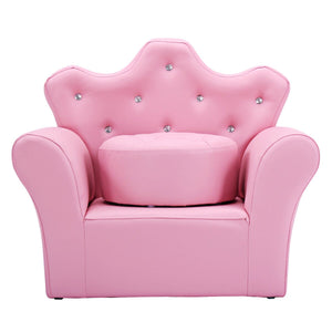 Children Upholstered Princess Sofa with Ottoman and Diamond Decoration for Boys and Girls-Pink view 7
