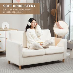 2-Seat Sofa Two-Seater Couch with Armrests and Wood Legs for Living Room, Bedroom, Dark Grey – view 10