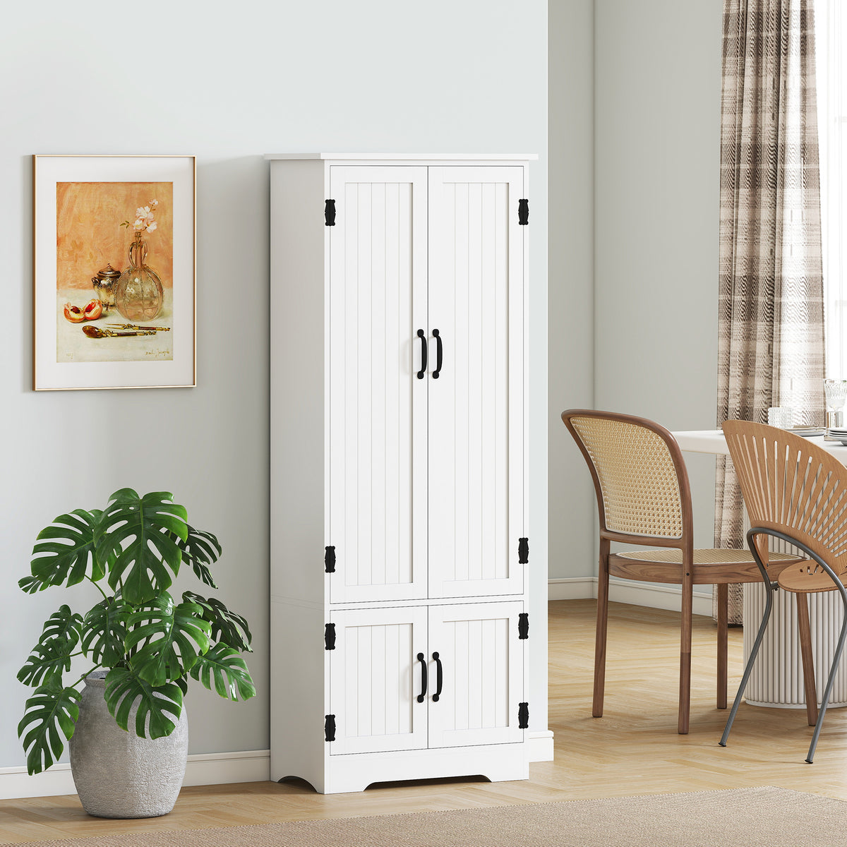 48" 4-Door Storage Cabinet Multi-Storey Large Space Pantry with Adjustable Shelves Black – view 28