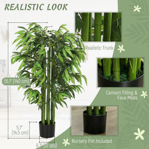 4.6FT Artificial Bamboo Tree Set of 2, Decorative Faux Plant in Nursery Pot, Faux Tree for Home Indoor Decor