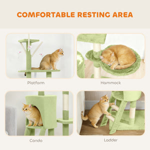 53" Cat Tree Tower, Kitten Activity Centre with Scratching Posts, Condo, Perches, Ladder, Hammock – view 25