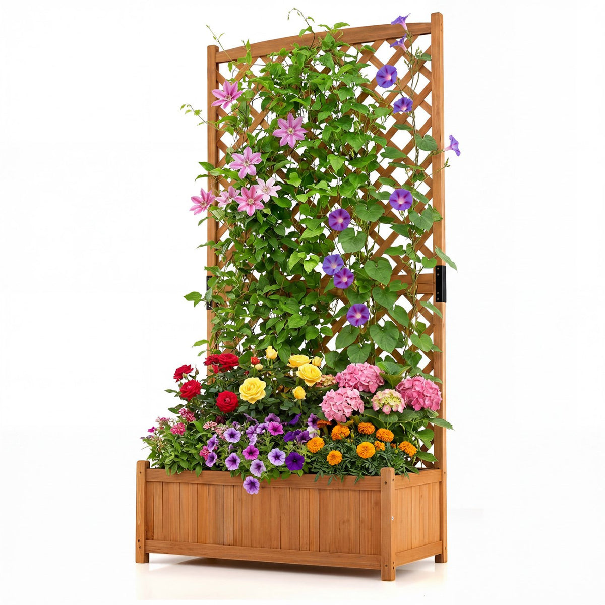Planter Raised Bed with Trellis for Plant Flower Climbing-Orange
