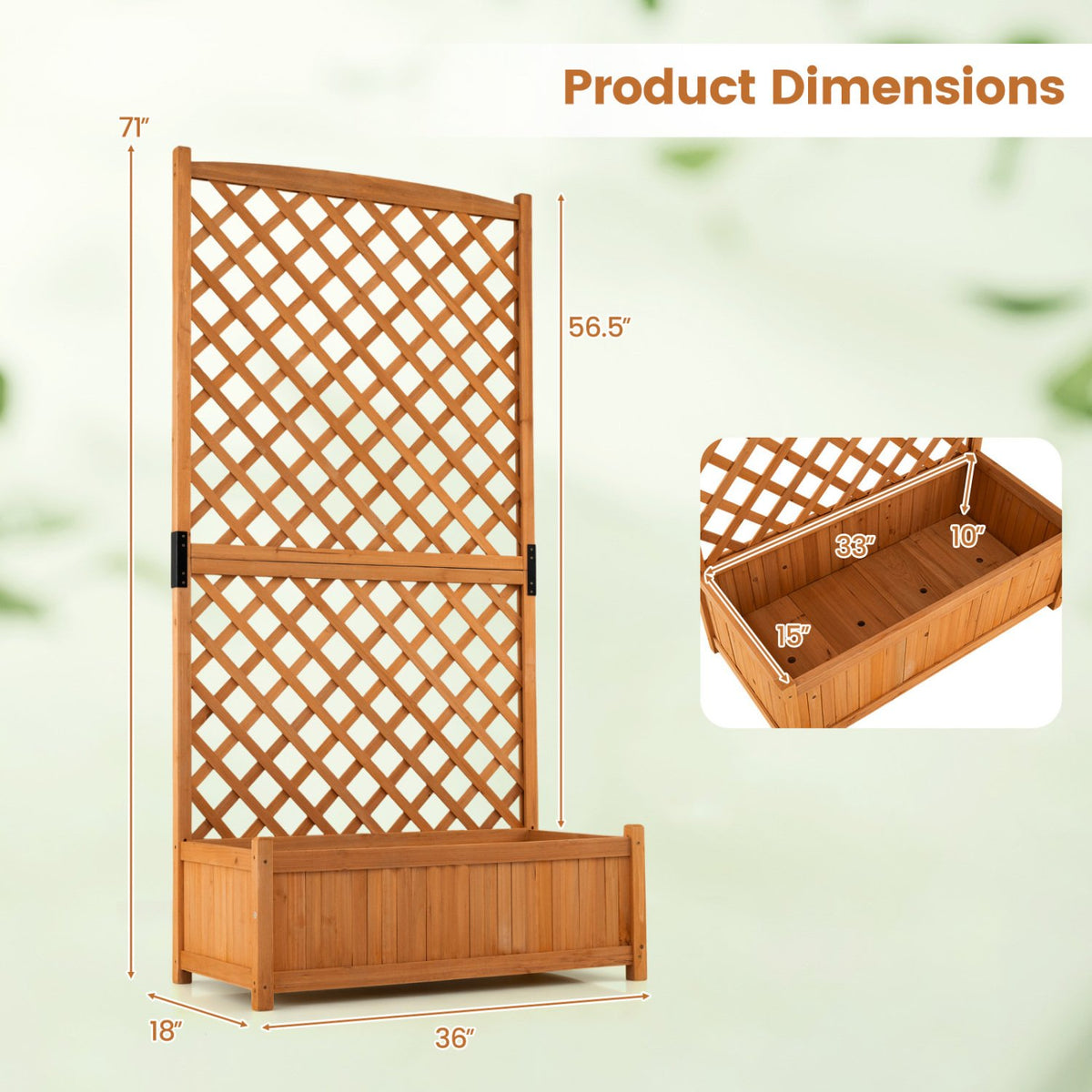 Planter Raised Bed with Trellis for Plant Flower Climbing-Orange view 5