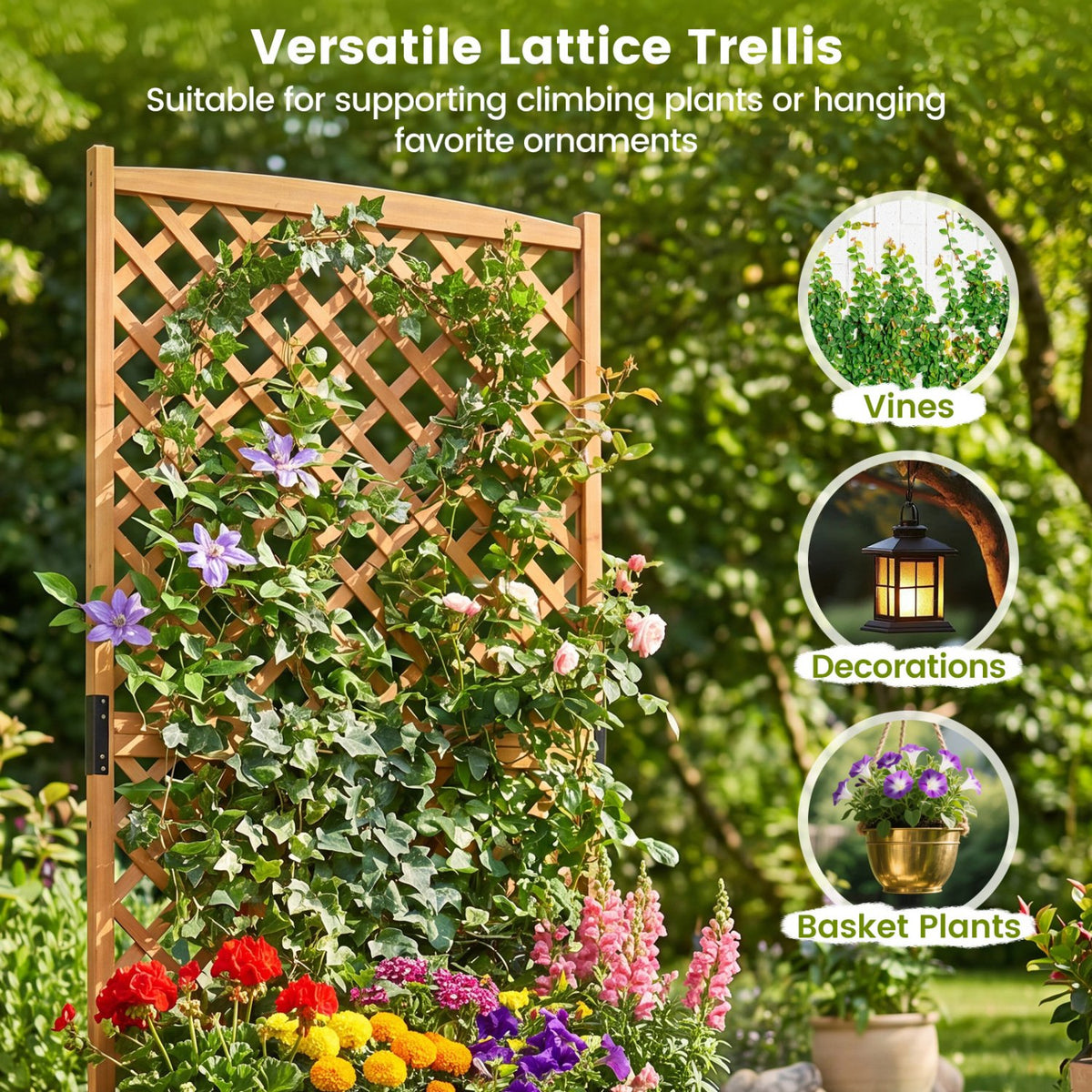 Planter Raised Bed with Trellis for Plant Flower Climbing-Orange view 6