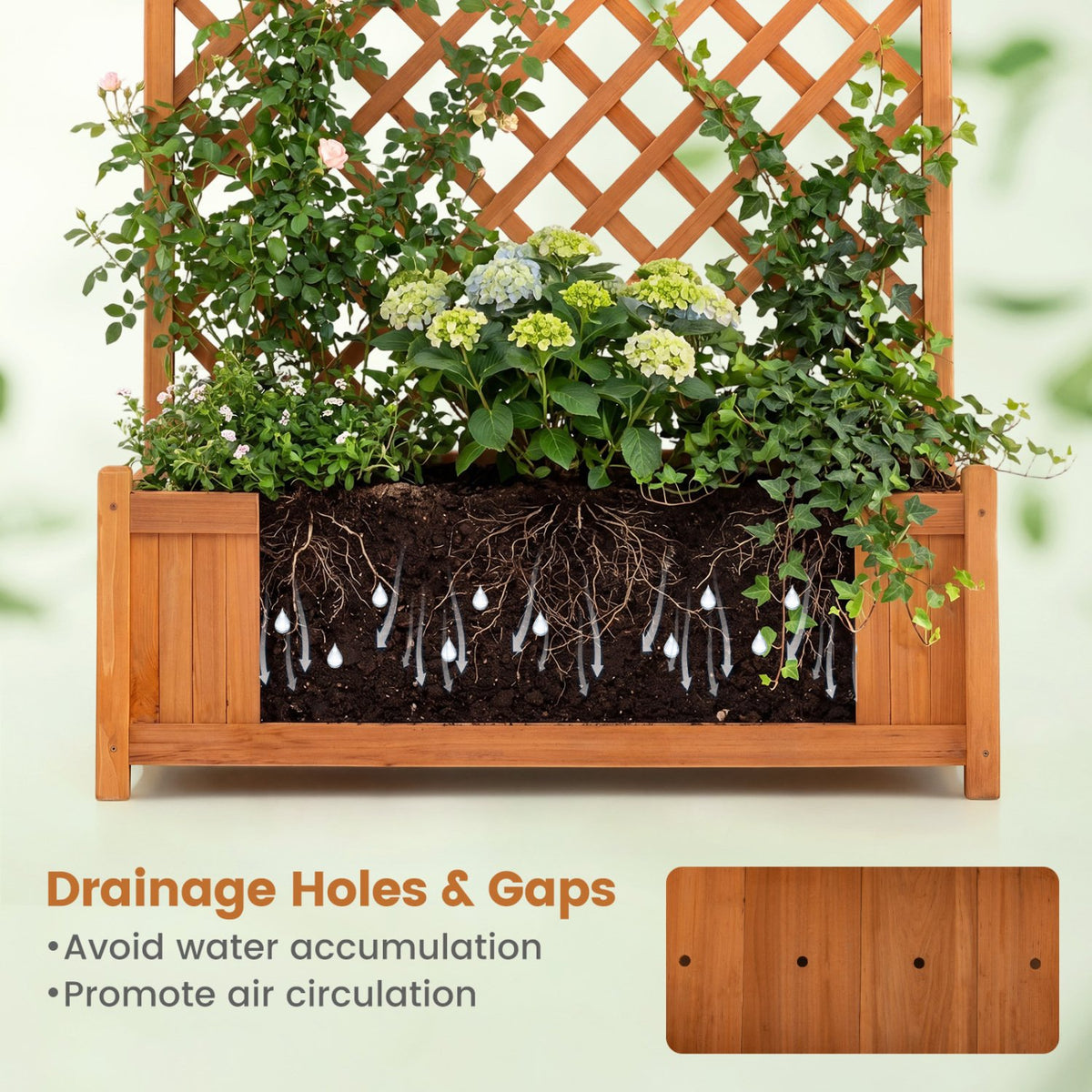 Planter Raised Bed with Trellis for Plant Flower Climbing-Orange view 7
