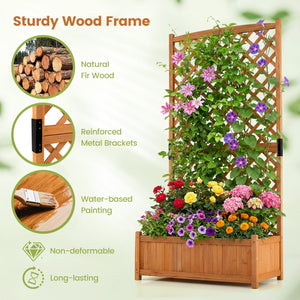 Planter Raised Bed with Trellis for Plant Flower Climbing-Orange view 8