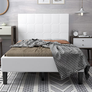 Platform Bed with Button Tufted Headboard-Beige view 8