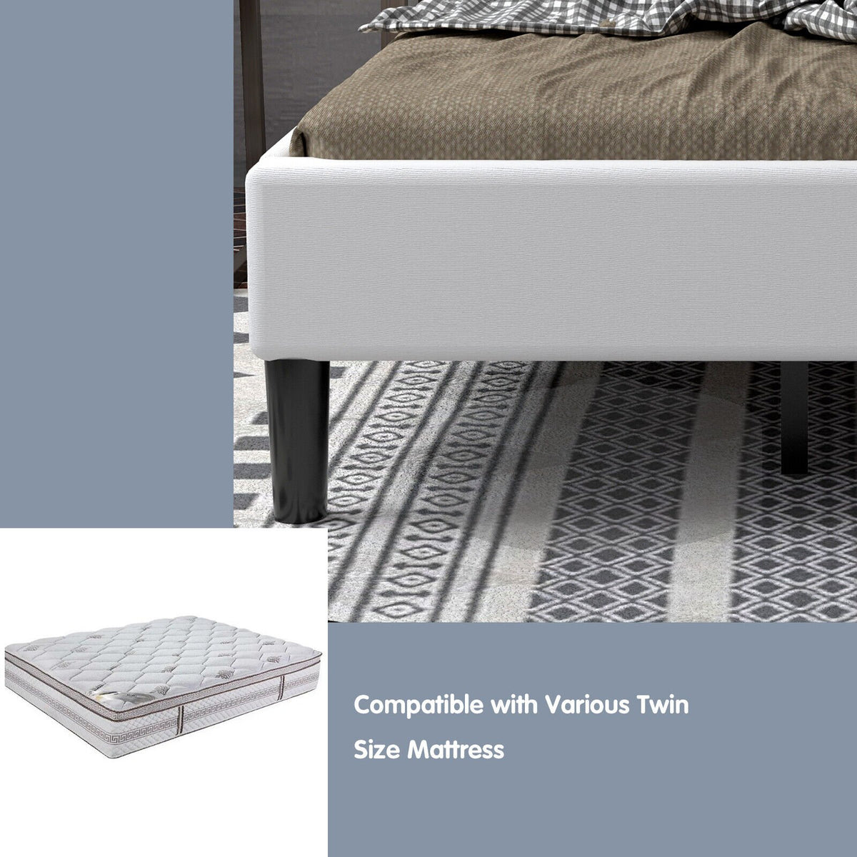 Platform Bed with Button Tufted Headboard-Beige view 9