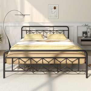 Platform Bed with High Headboard and Snap Lock Metal Slats-King Size view 3