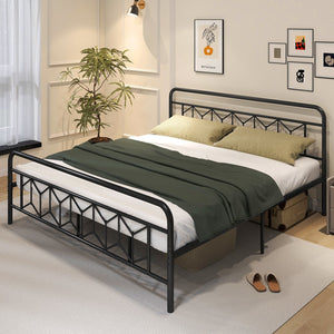 Platform Bed with High Headboard and Snap Lock Metal Slats-King Size view 5