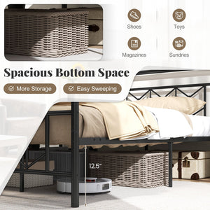 Platform Bed with High Headboard and Snap Lock Metal Slats-King Size view 6