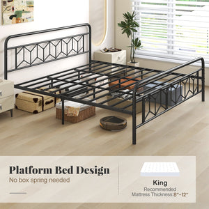 Platform Bed with High Headboard and Snap Lock Metal Slats-King Size view 9