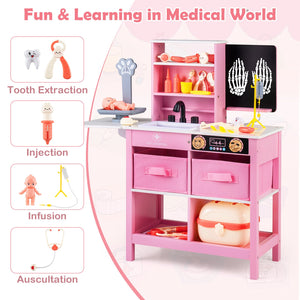 Play Doctor's Office Wood Medical Center Toy Set with Blackboard-Pink view 7